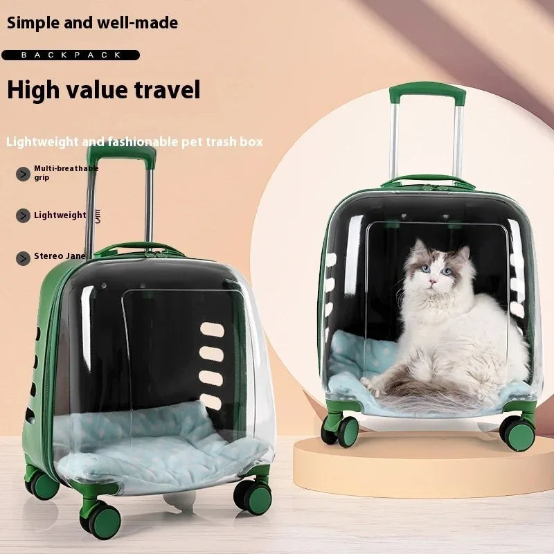 Cats Carrier Pet Backpacks PC Material Travel Stroller Bags Pet Shop Transparent Transportation Products on Wheels Accessories