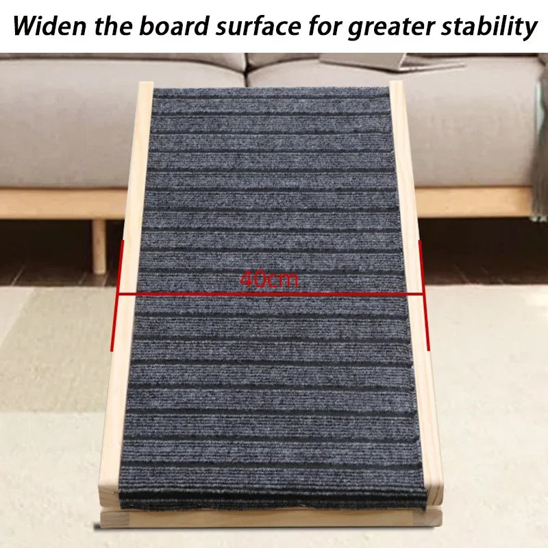 Foldable Small Dog Ramps Solid Wood Pine Stairs High Bed Dog Ramps Car Door Outdoor Pets Straight Ladder Climbing Pet Supplies