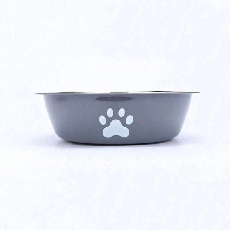 Cat bowl stainless steel dog basin new printed pet supplies dog bowl silicone bottom non-slip pet drinking water feeding bowl