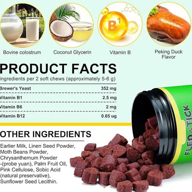 Dog Flea Prevention Pet Gnat Supplement Multifunctional Chewable Quick Facting Flea Prevention Supplement for All Dogs