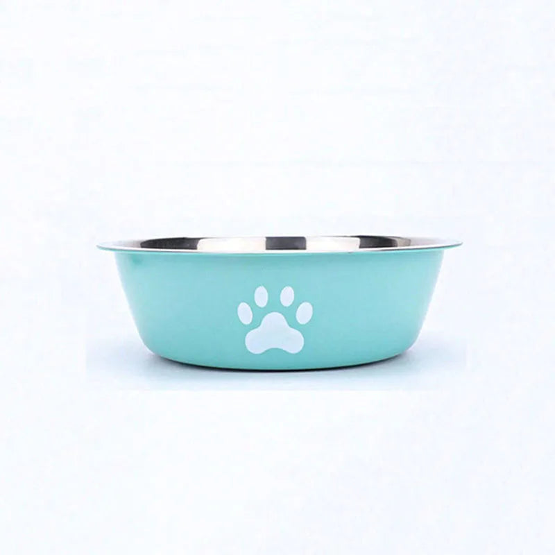 Cat bowl stainless steel dog basin new printed pet supplies dog bowl silicone bottom non-slip pet drinking water feeding bowl