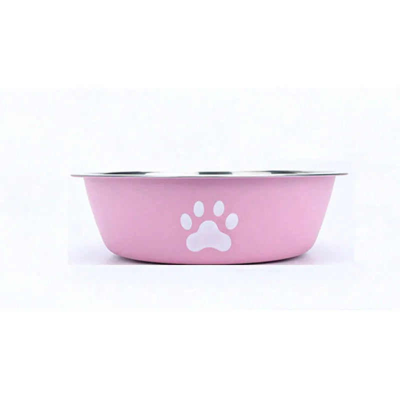 Cat bowl stainless steel dog basin new printed pet supplies dog bowl silicone bottom non-slip pet drinking water feeding bowl