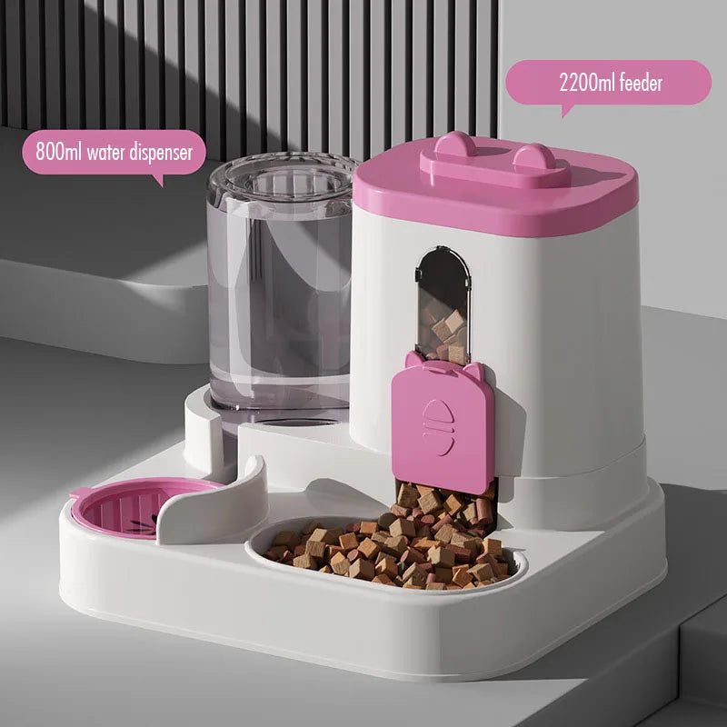 Automatic Cat And Dog Feeding And Water Dispenser Set, Pet Water Dispenser And Dog Food Storage Device,Pet Supplies