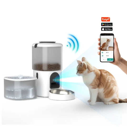 Wholesale Pet Products Supplier Smart Automatic Cat Dog Pet Feeder Bowl Water Drinking Fountain Wifi Camera Charge Power Source