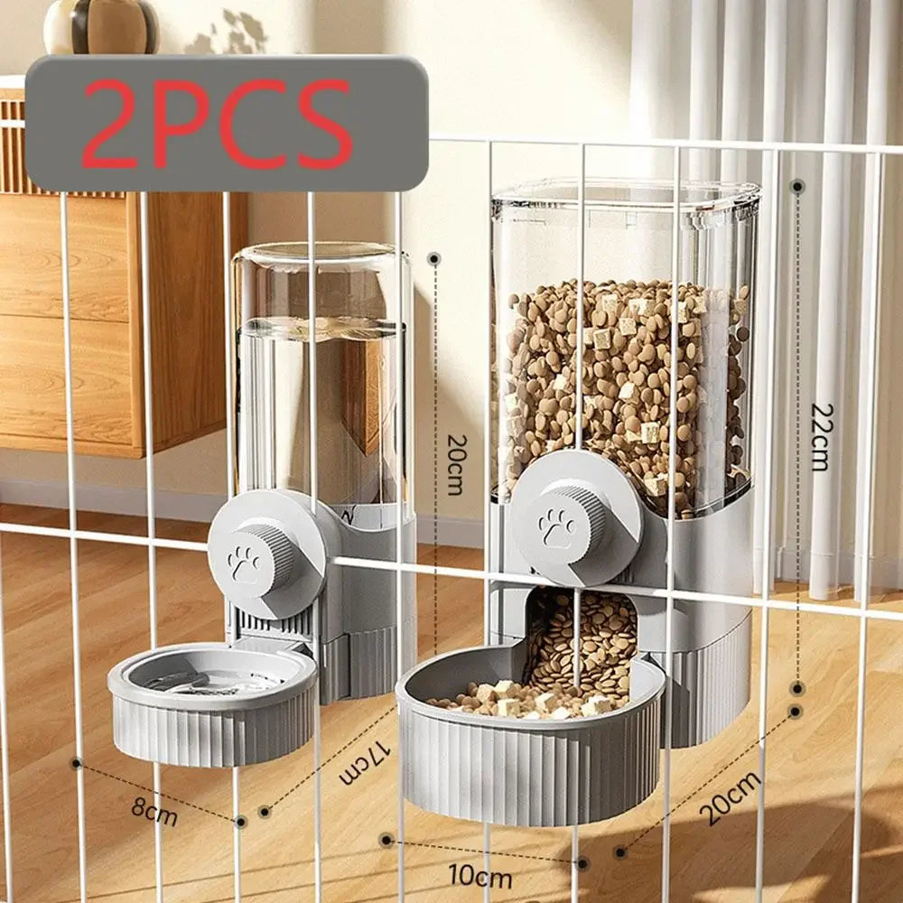 Pet Hanging Automatic Food Feeder Water Dispenser Gravity Dog Cat Cage Hanging Feeder Waterer Set Dog Cat Feeding Bowl