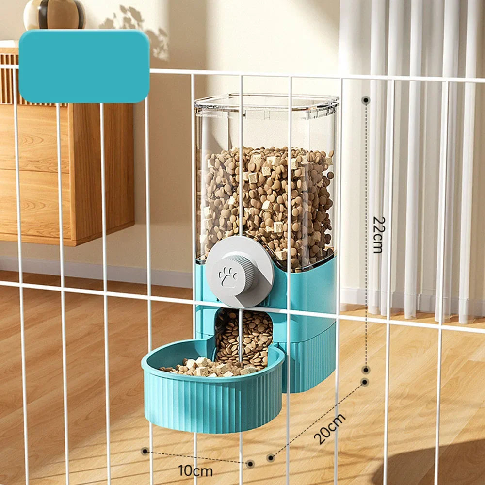 Pet Hanging Automatic Food Feeder Water Dispenser Gravity Dog Cat Cage Hanging Feeder Waterer Set Dog Cat Feeding Bowl