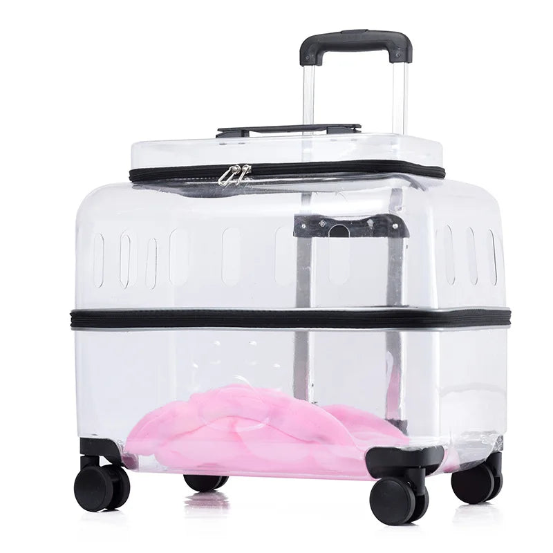 Cats Carrier Pet Backpacks PC Material Travel Stroller Bags Pet Shop Transparent Transportation Products on Wheels Accessories