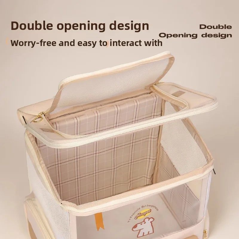 Portable Pet Carrier for Cats & Small Dogs Lightweight Cats Travel Bag Foldable Rolling Pet Stroller Breathable Space Capsule
