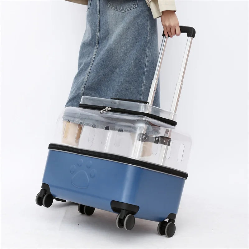 Cats Carrier Pet Backpacks PC Material Travel Stroller Bags Pet Shop Transparent Transportation Products on Wheels Accessories