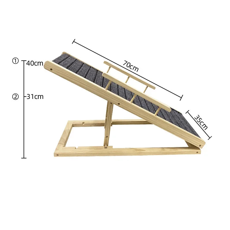 Foldable Small Dog Ramps Solid Wood Pine Stairs High Bed Dog Ramps Car Door Outdoor Pets Straight Ladder Climbing Pet Supplies