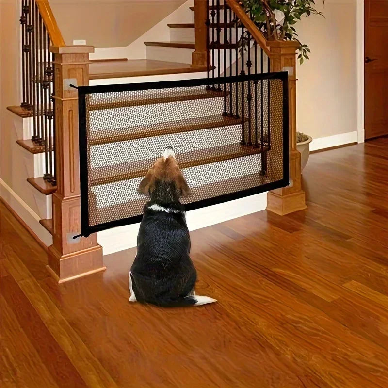 Portable pet safety door: Durable nylon barrier suitable for stairs and balconies - no drilling required pet gate