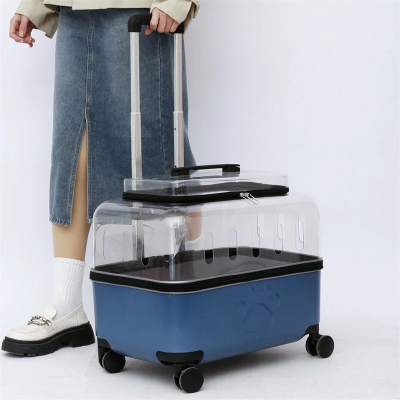 Cats Carrier Pet Backpacks PC Material Travel Stroller Bags Pet Shop Transparent Transportation Products on Wheels Accessories