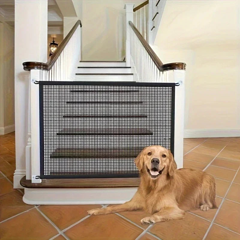 Portable pet safety door: Durable nylon barrier suitable for stairs and balconies - no drilling required pet gate