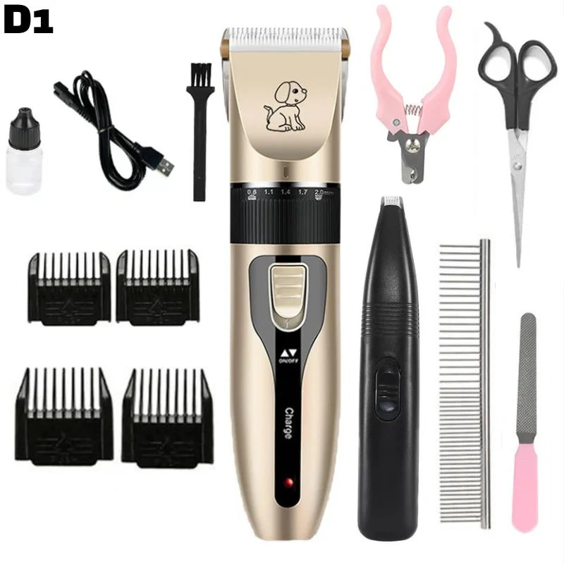 Professional Cat Dog Hair Clipper Grooming Kit Rechargeable Pet Hair Trimmer Shaver Set Animals Hair Cutting Machine Low-Noise