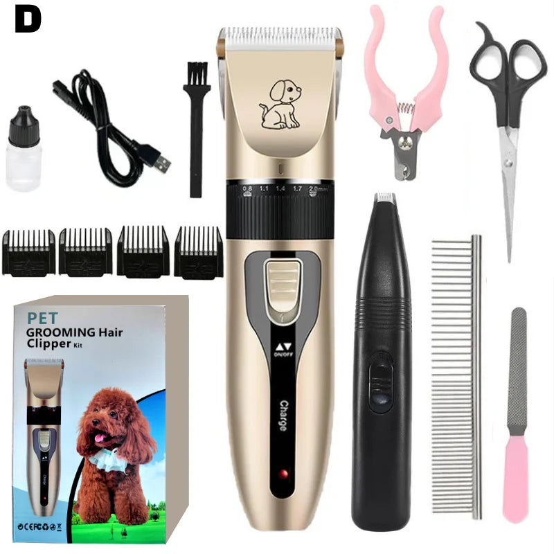 Professional Cat Dog Hair Clipper Grooming Kit Rechargeable Pet Hair Trimmer Shaver Set Animals Hair Cutting Machine Low-Noise