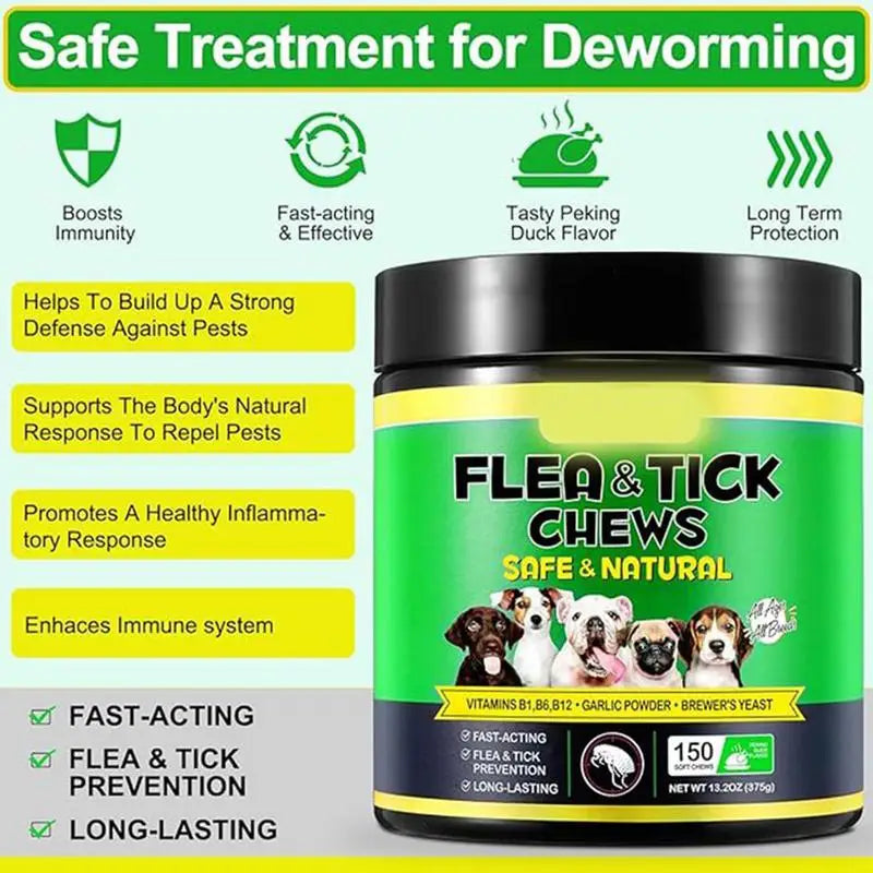 Dog Flea Prevention Pet Gnat Supplement Multifunctional Chewable Quick Facting Flea Prevention Supplement for All Dogs