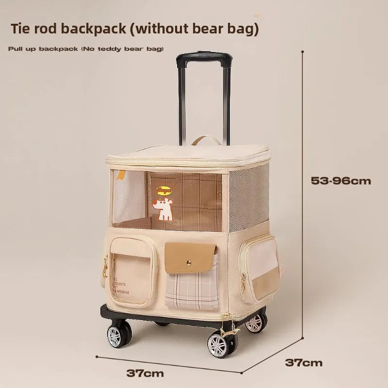 Portable Pet Carrier for Cats & Small Dogs Lightweight Cats Travel Bag Foldable Rolling Pet Stroller Breathable Space Capsule