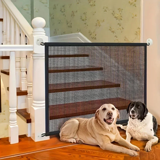 Portable pet safety door: Durable nylon barrier suitable for stairs and balconies - no drilling required pet gate