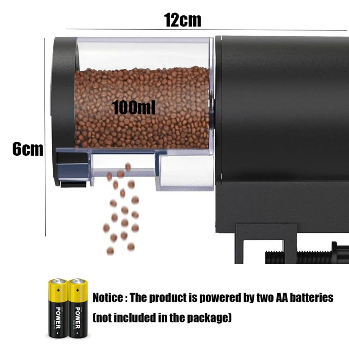 Automatic Fish Feeder for Aquarium,100ml Capacity Auto Fish Feeders Easy to Set Up with Battery