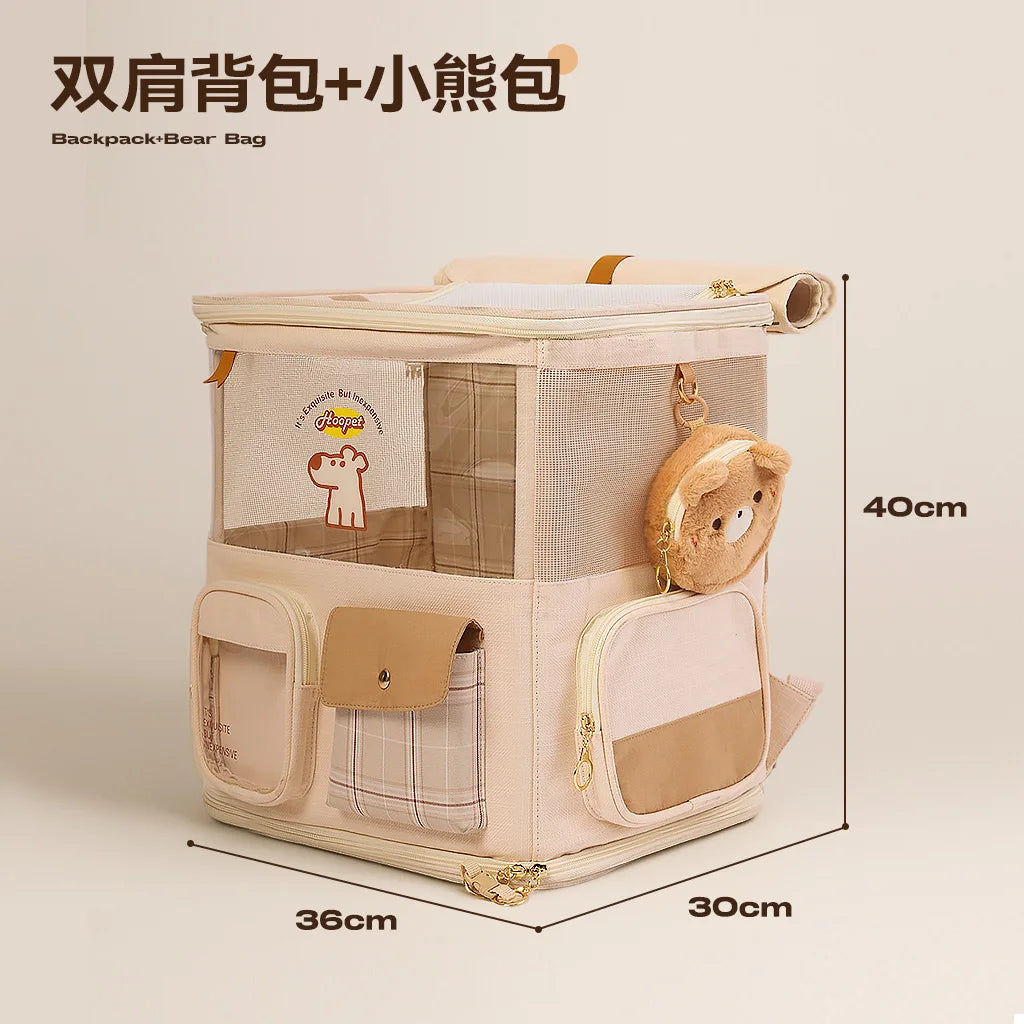 Portable Pet Carrier for Cats & Small Dogs Lightweight Cats Travel Bag Foldable Rolling Pet Stroller Breathable Space Capsule