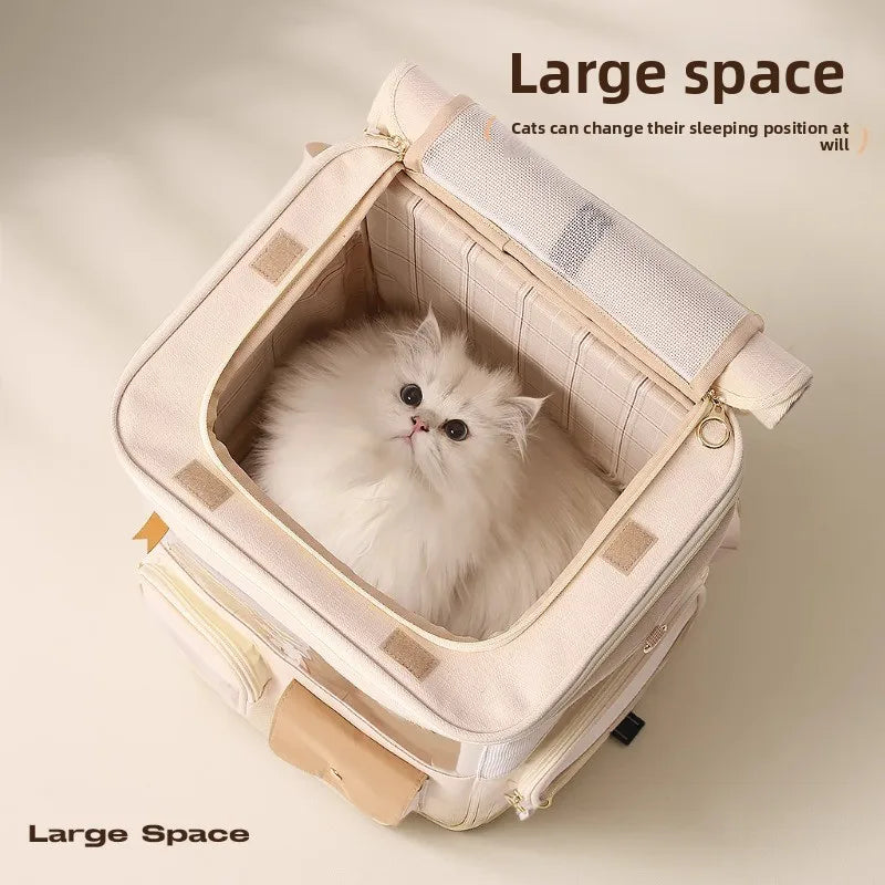 Portable Pet Carrier for Cats & Small Dogs Lightweight Cats Travel Bag Foldable Rolling Pet Stroller Breathable Space Capsule