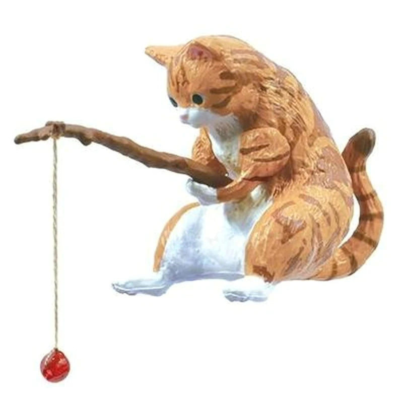 Fishing Cat Ornaments Aquarium Decoration Fish Tank Landscaping Cartoon Cat Statue Mini Resin Figurine Home Decorations