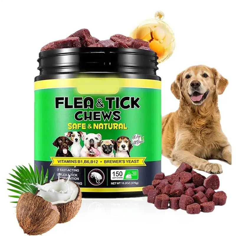Dog Flea Prevention Pet Gnat Supplement Multifunctional Chewable Quick Facting Flea Prevention Supplement for All Dogs
