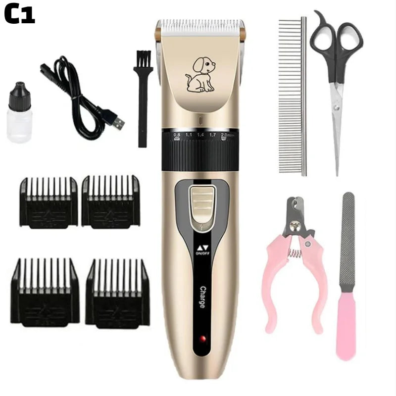 Professional Cat Dog Hair Clipper Grooming Kit Rechargeable Pet Hair Trimmer Shaver Set Animals Hair Cutting Machine Low-Noise