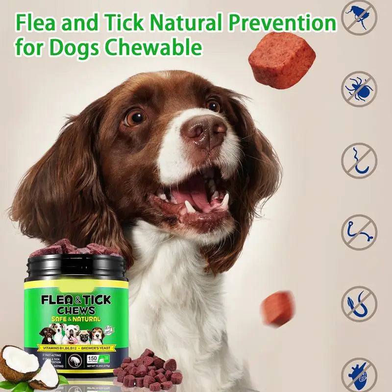 Dog Flea Pill Puppy Supplement For Gnat Multifunctional Chewable Quick Facting Flea and Tick Natural Prevention