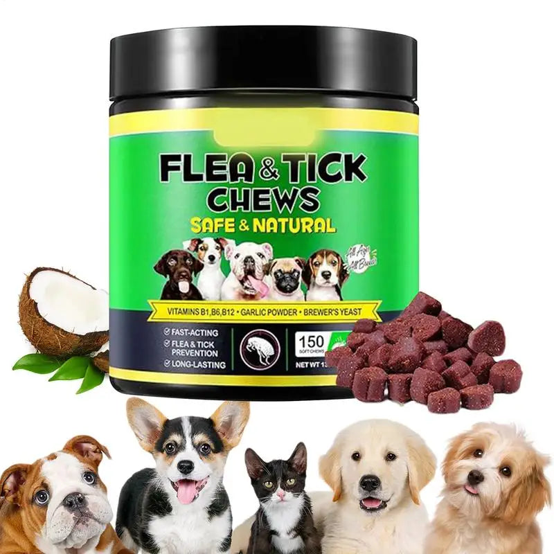 Dog Flea Prevention Pet Gnat Supplement Multifunctional Chewable Quick Facting Flea Prevention Supplement for All Dogs