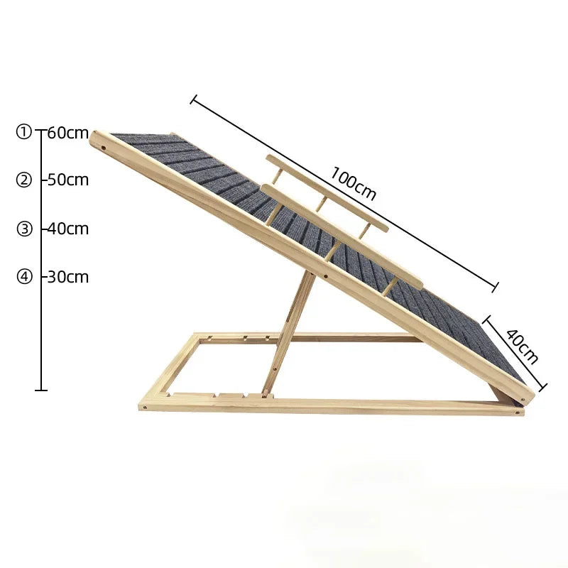 Foldable Small Dog Ramps Solid Wood Pine Stairs High Bed Dog Ramps Car Door Outdoor Pets Straight Ladder Climbing Pet Supplies