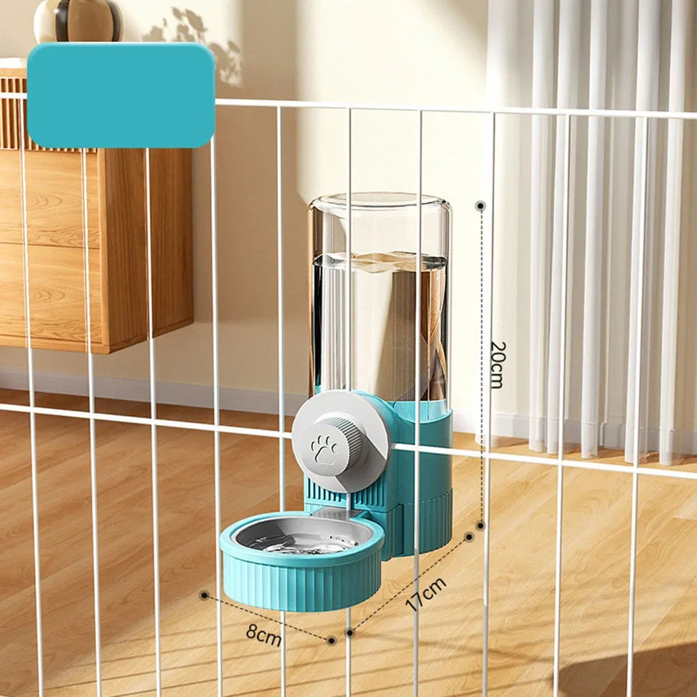Pet Hanging Automatic Food Feeder Water Dispenser Gravity Dog Cat Cage Hanging Feeder Waterer Set Dog Cat Feeding Bowl