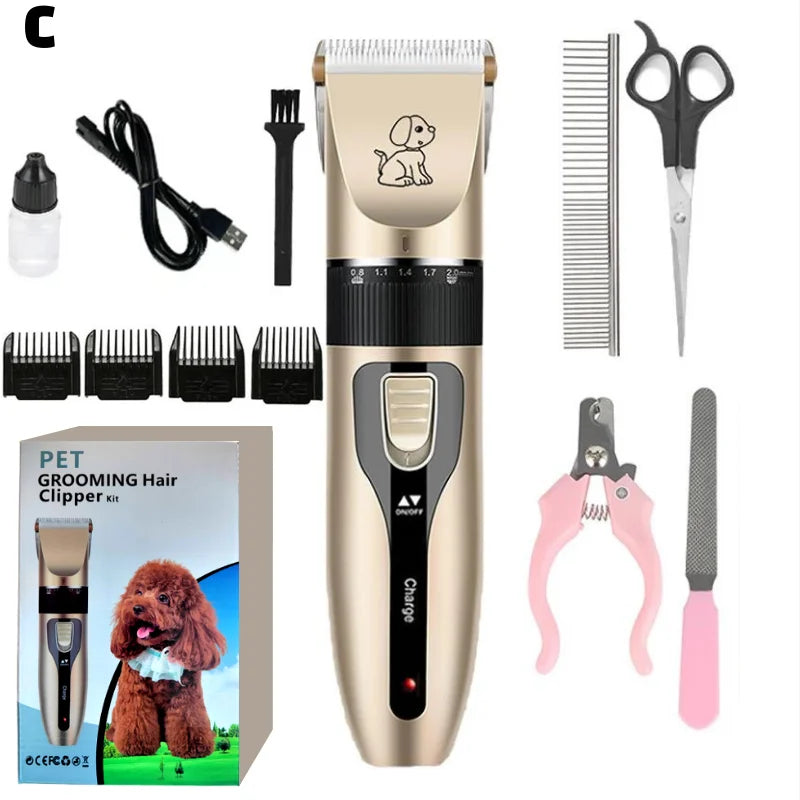 Professional Cat Dog Hair Clipper Grooming Kit Rechargeable Pet Hair Trimmer Shaver Set Animals Hair Cutting Machine Low-Noise