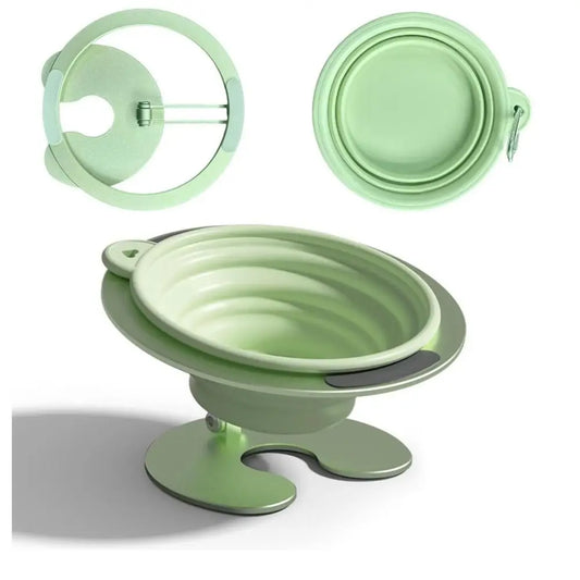 Portable Foldable Cat Bowl Tilted Whisker Friendly Pet Bowl Raised Collapsible Pet Feeder Pet Supplies Cat Feeding Watering Dish