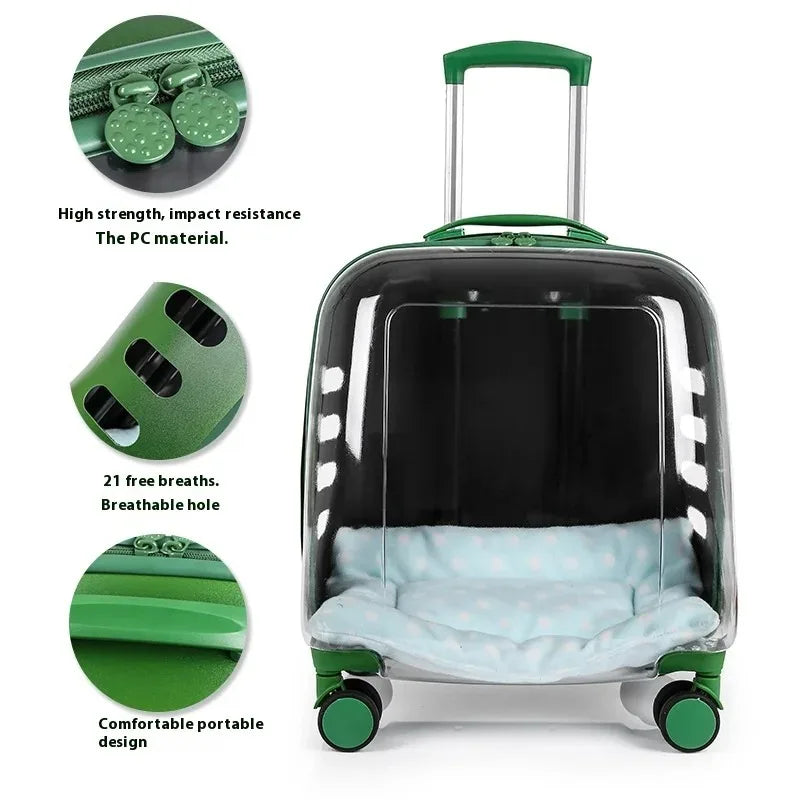 Cats Carrier Pet Backpacks PC Material Travel Stroller Bags Pet Shop Transparent Transportation Products on Wheels Accessories