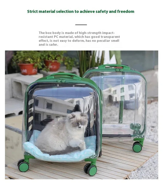 Cats Carrier Pet Backpacks PC Material Travel Stroller Bags Pet Shop Transparent Transportation Products on Wheels Accessories