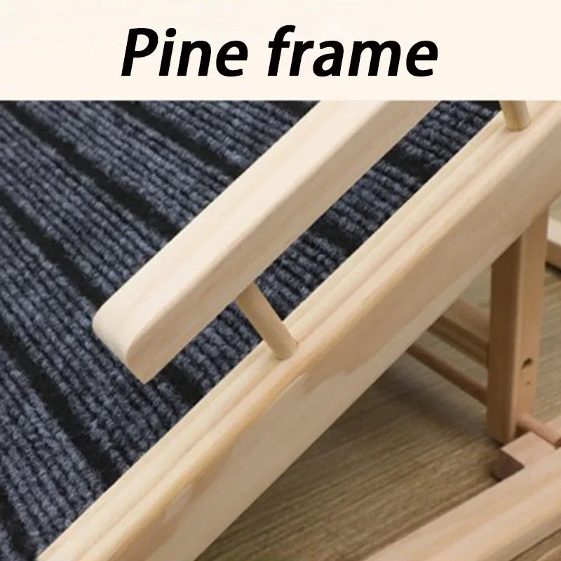 Foldable Small Dog Ramps Solid Wood Pine Stairs High Bed Dog Ramps Car Door Outdoor Pets Straight Ladder Climbing Pet Supplies