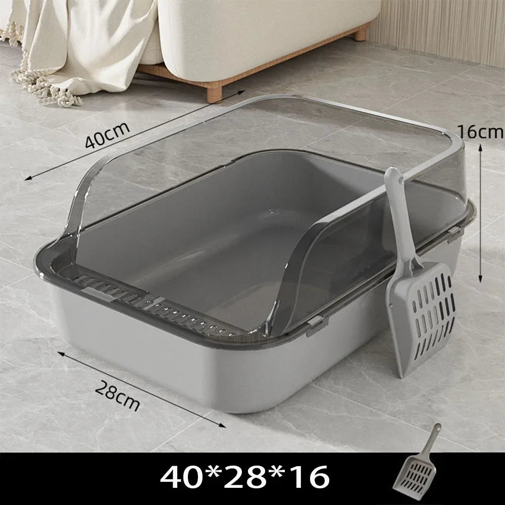 Kitty Sandbox Cat Litter Box Semi-enclosed Splashproof Cat Tray Cat Toilet Cleaning Basin Supplies Pet Toilet Kitten Tray Bedpan