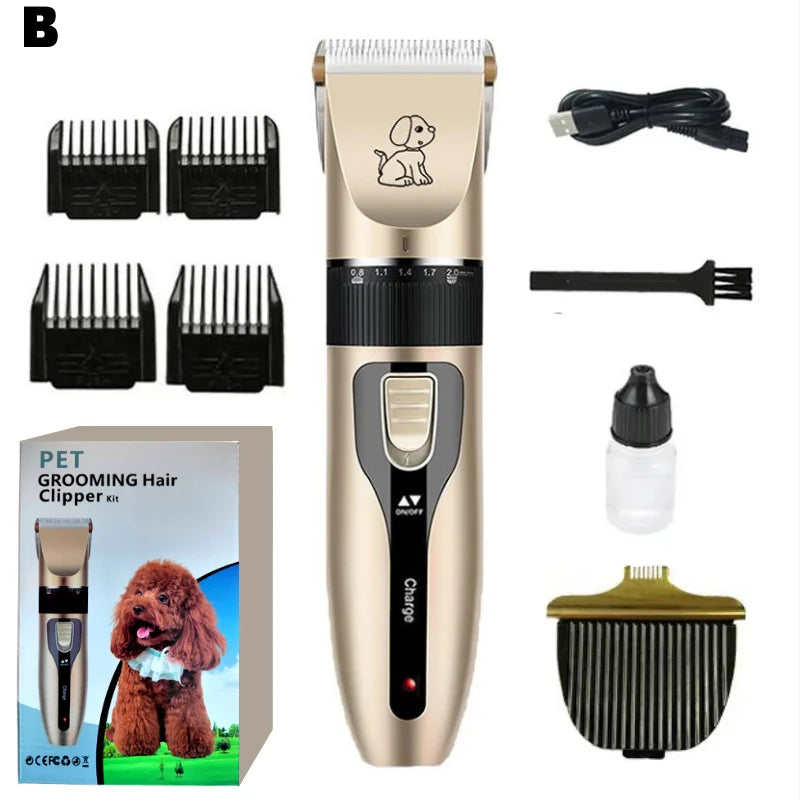 Professional Cat Dog Hair Clipper Grooming Kit Rechargeable Pet Hair Trimmer Shaver Set Animals Hair Cutting Machine Low-Noise