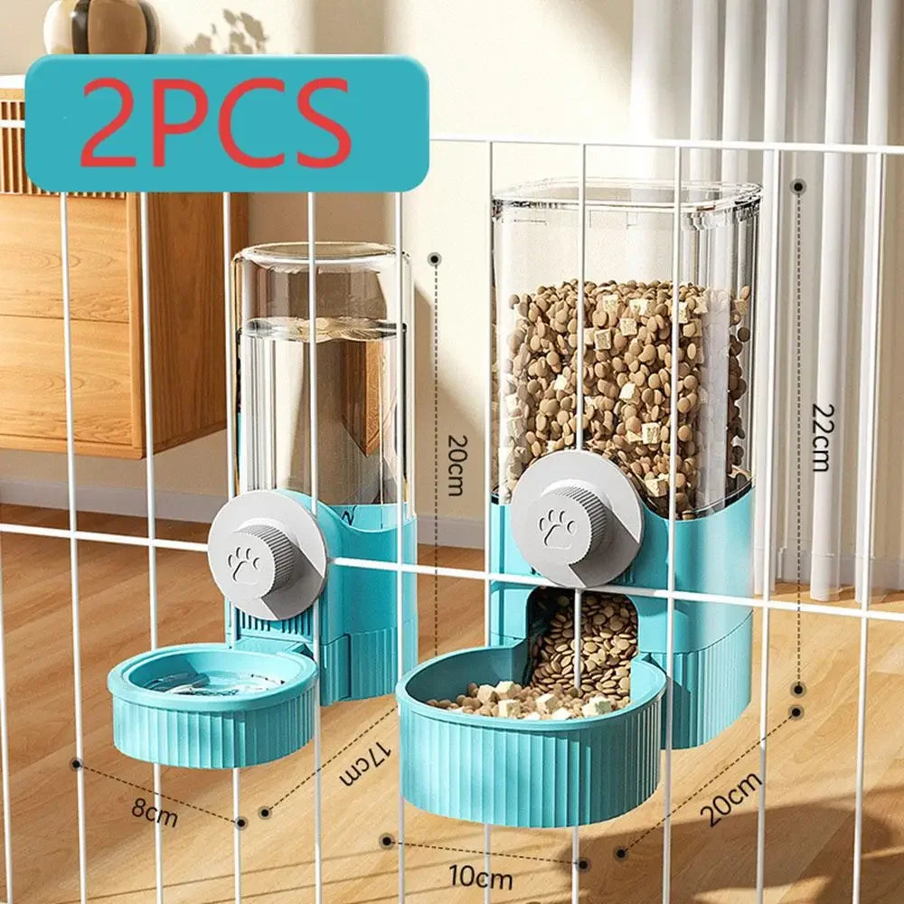 Pet Hanging Automatic Food Feeder Water Dispenser Gravity Dog Cat Cage Hanging Feeder Waterer Set Dog Cat Feeding Bowl