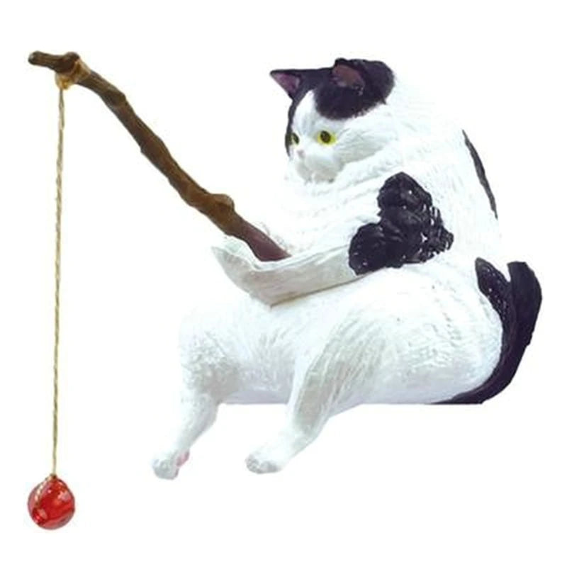 Fishing Cat Ornaments Aquarium Decoration Fish Tank Landscaping Cartoon Cat Statue Mini Resin Figurine Home Decorations