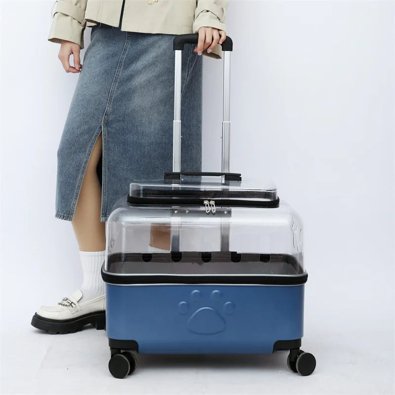 Cats Carrier Pet Backpacks PC Material Travel Stroller Bags Pet Shop Transparent Transportation Products on Wheels Accessories