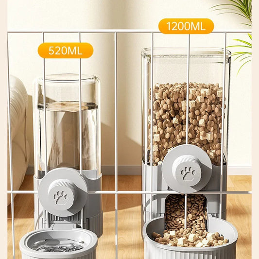 Pet Hanging Automatic Food Feeder Water Dispenser Gravity Dog Cat Cage Hanging Feeder Waterer Set Dog Cat Feeding Bowl