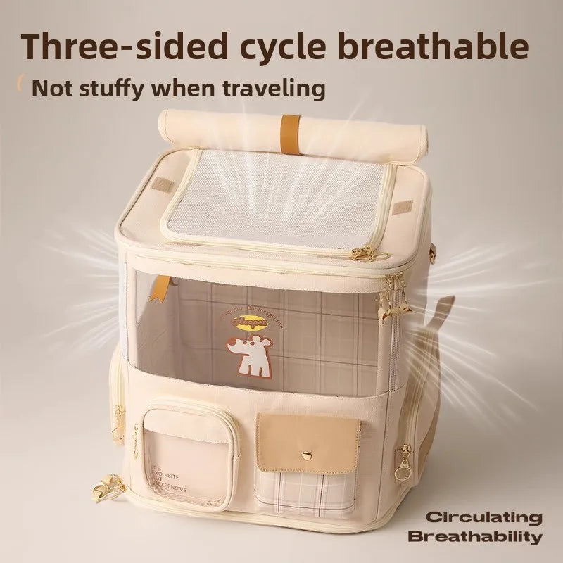 Portable Pet Carrier for Cats & Small Dogs Lightweight Cats Travel Bag Foldable Rolling Pet Stroller Breathable Space Capsule