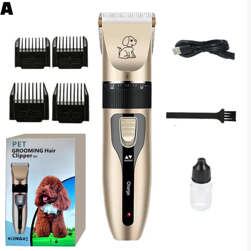 Professional Cat Dog Hair Clipper Grooming Kit Rechargeable Pet Hair Trimmer Shaver Set Animals Hair Cutting Machine Low-Noise